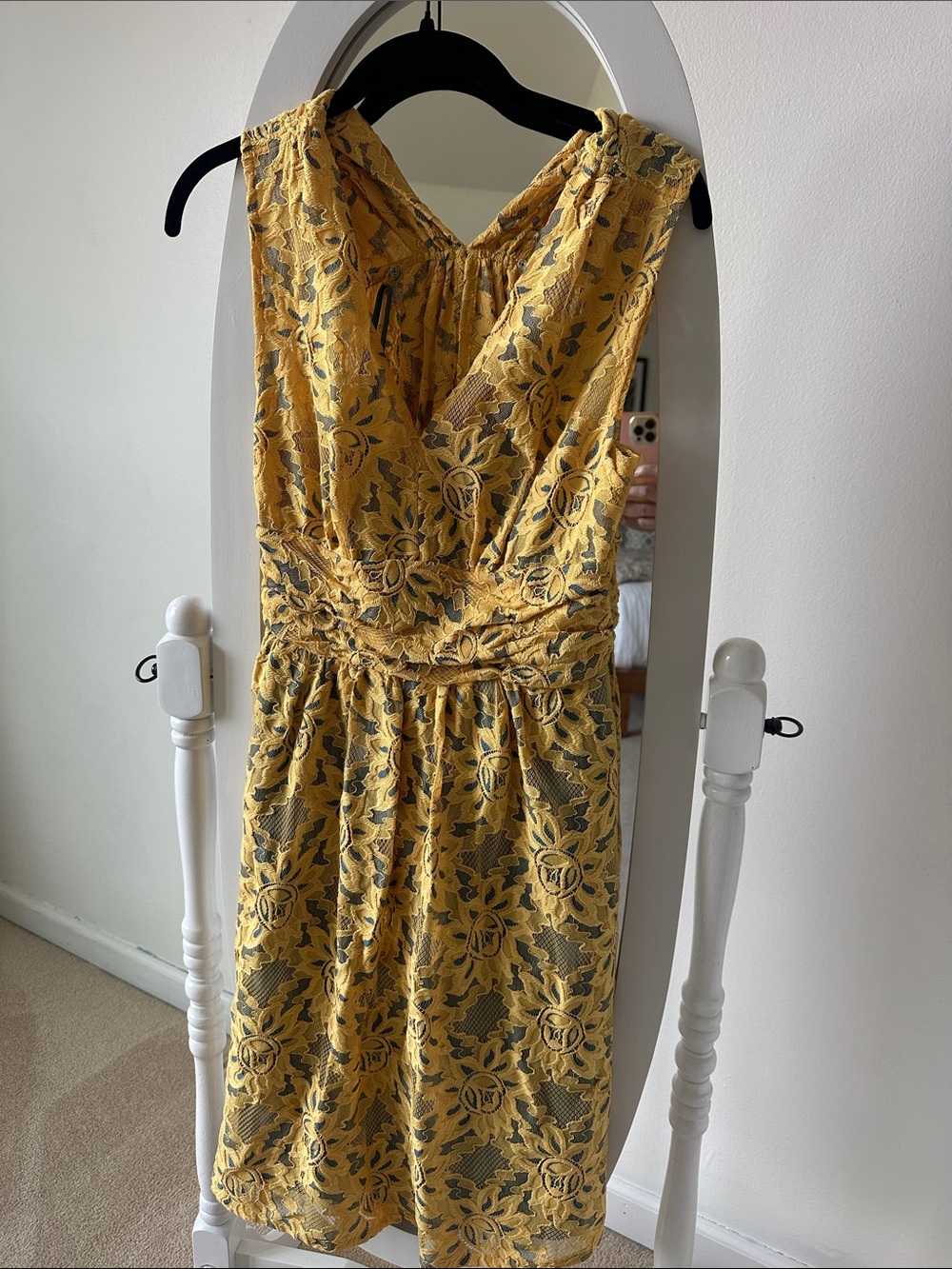 Plenty by Tracy Reese Yellow Floral Lace Midi Dress